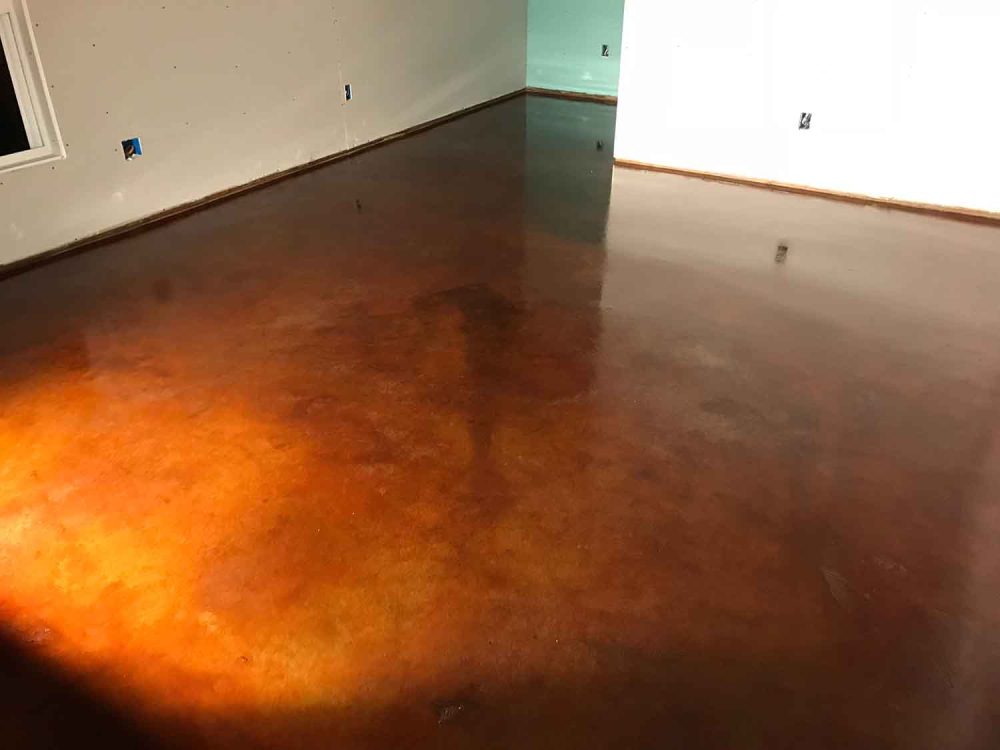 Brown Acid Stained Interior Concrete.
